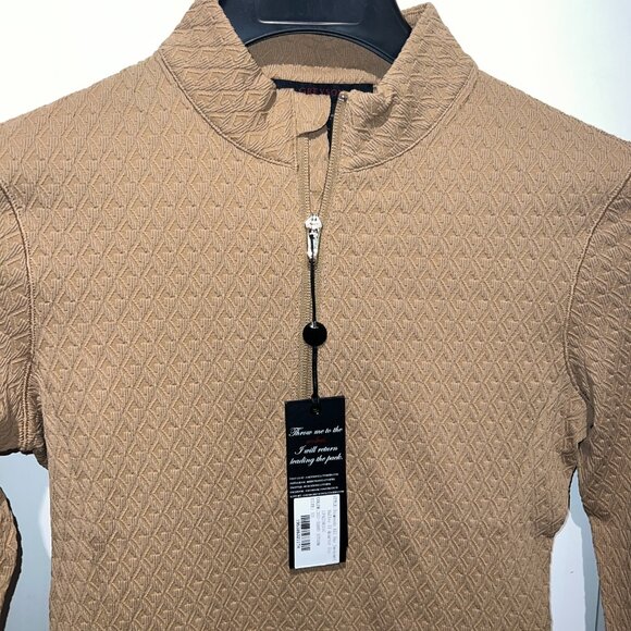 GREYSON GOLF Diamonds All Day Jacquard Halley Quarter Zip Top XS Sandstorm NWT - Picture 4 of 7